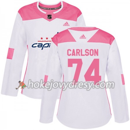 Dámské Hokejový Dres Washington Capitals John Carlson 74 Bílá 2017-2018 Adidas Růžová Fashion Authentic